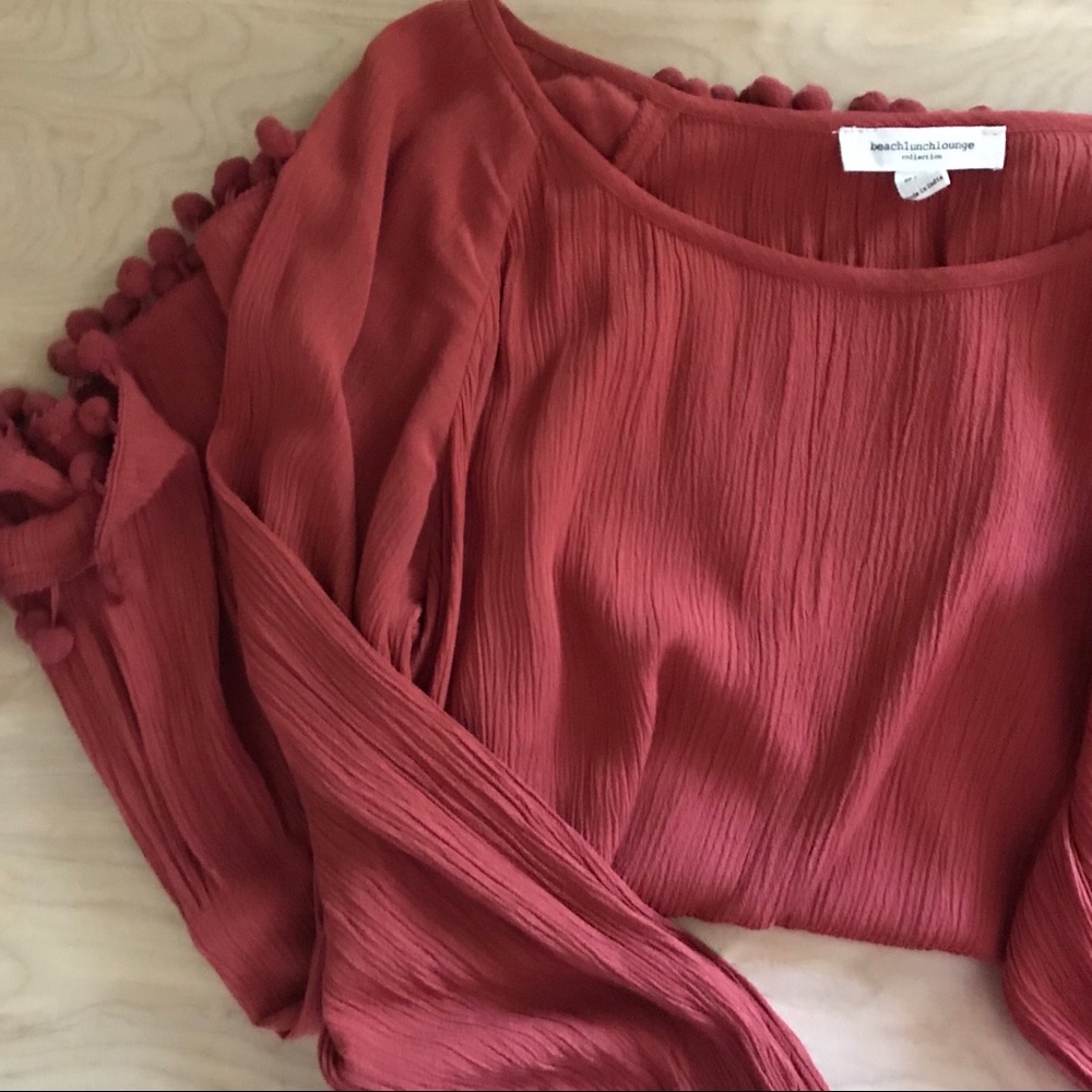 Rusty Orange Pom Top